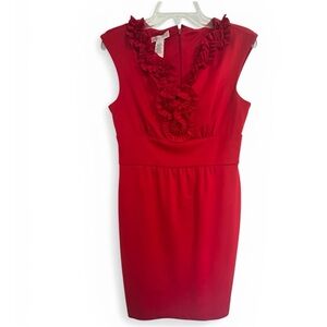 London Times Red Ruffled Dress